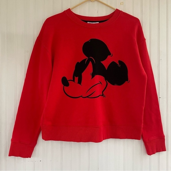 ZARA Disney Women's Red Mickey Mouse French Terry Sweatshirt Size Small NWOT - Picture 1 of 8